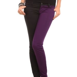 Split Leg Purple Skinny Jeans